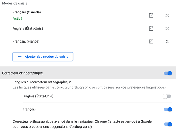 Chrome Settings Inputs